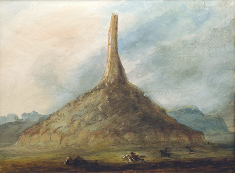Image of Chimney Rock Near Scott's Bluff by Alfred Jacob Miller